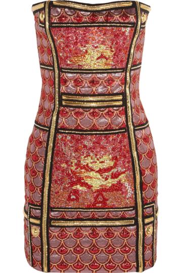 Balmain Embroidered Metallic Jacquard Mini Dress