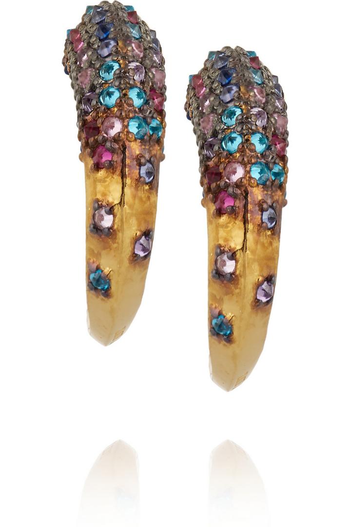 Katie Rowland Crescent 18-karat Gold-plated Crystal Earrings