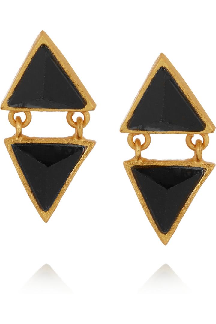 Kevia Gold-tone Onyx Earrings