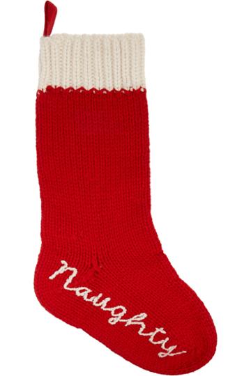 Banjo & Matilda Naughty And Nice Embroidered Silk And Cashmere-blend Stocking