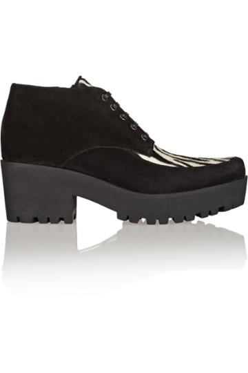 Miu Miu Suede And Zebra-print Calf Hair Lace-ups