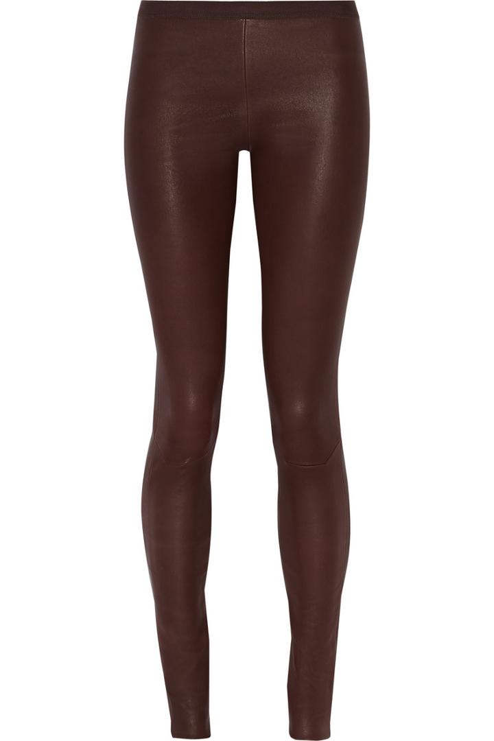 Rick Owens Stretch Leather And Cotton-blend Leggings