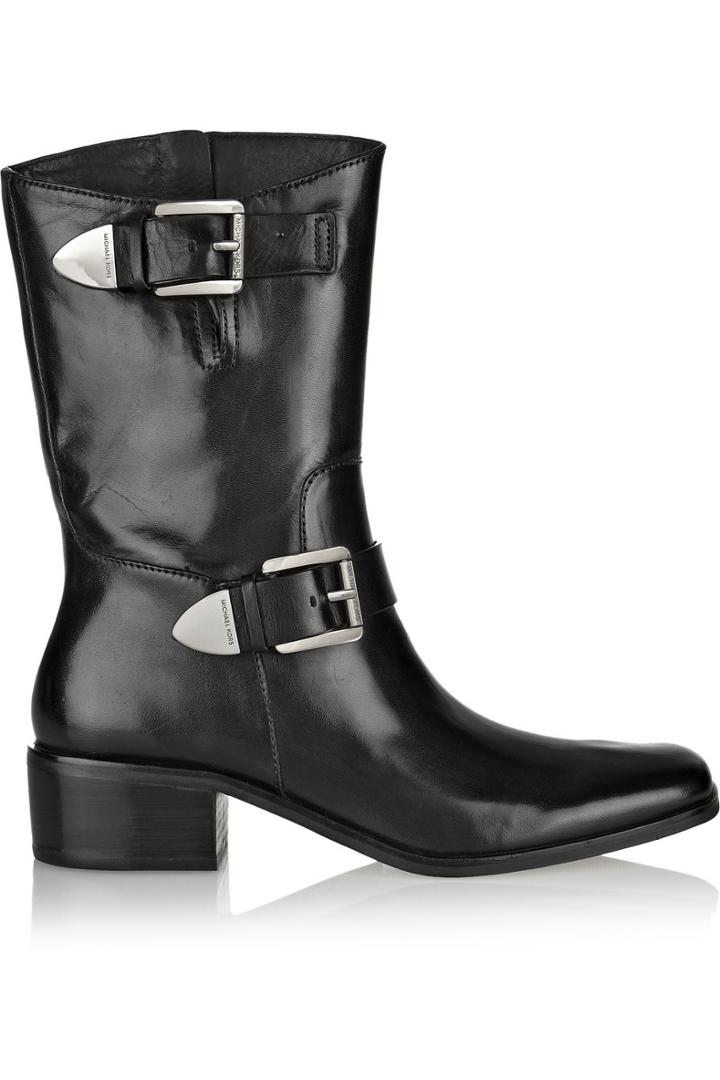 Michael Michael Kors Robin Glossed-leather Ankle Boots