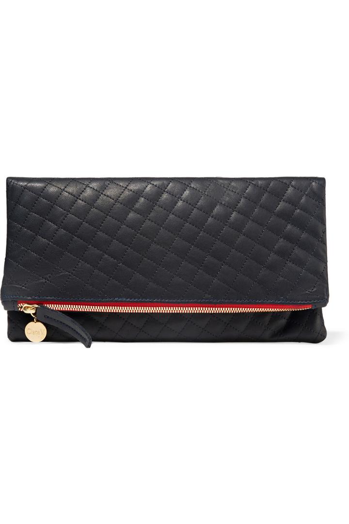 Clare V Foldover Quilted Leather Clutch