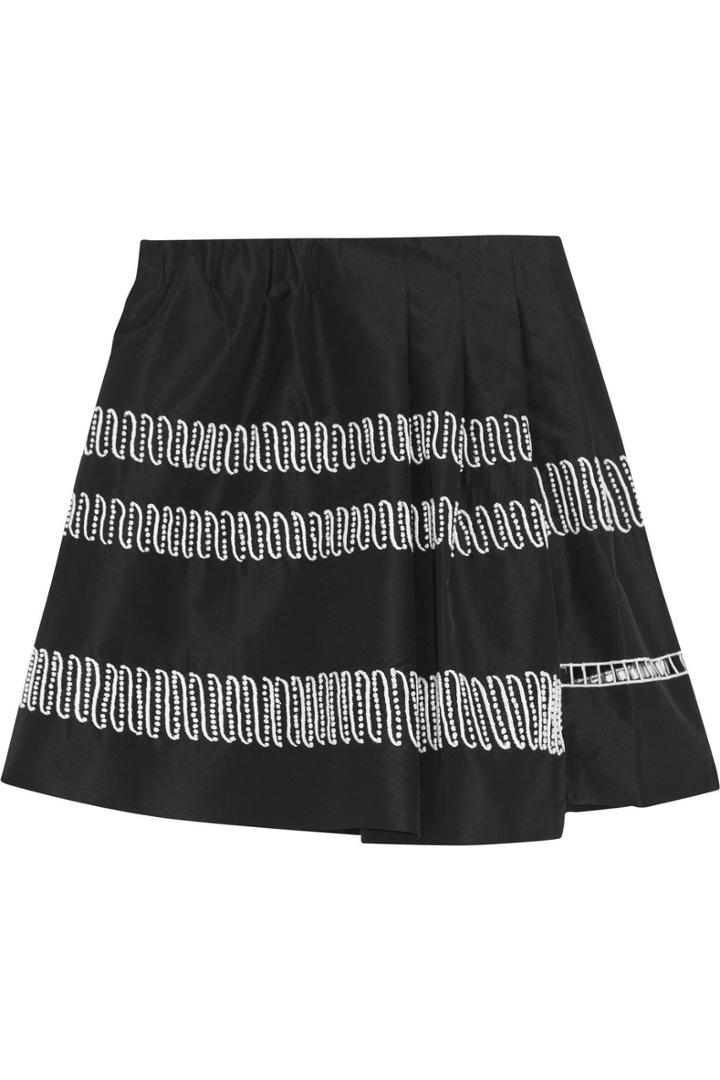 Maiyet Asymmetric Embroidered Satin Mini Skirt