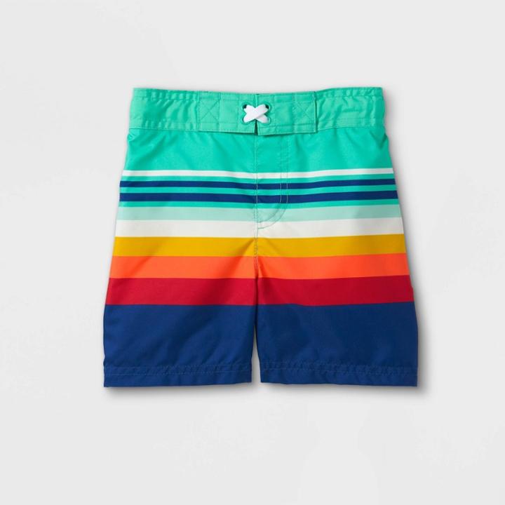 Toddler Boys' Multi Striped Swim Trunks - Cat & Jack Blue