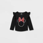 Disney Toddler Girls' Minnie Mouse Long Sleeve Graphic T-shirt - Black