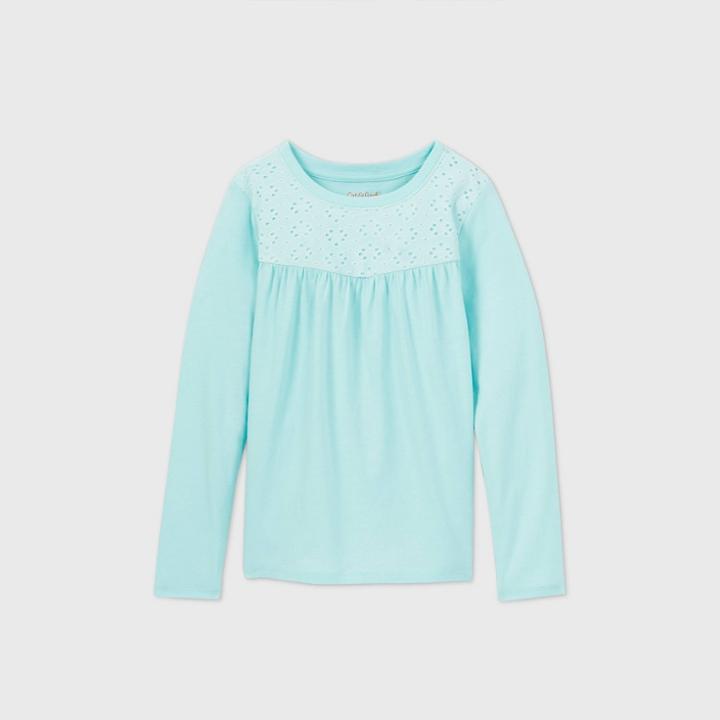 Girls' Long Sleeve Crochet Knit Top - Cat & Jack