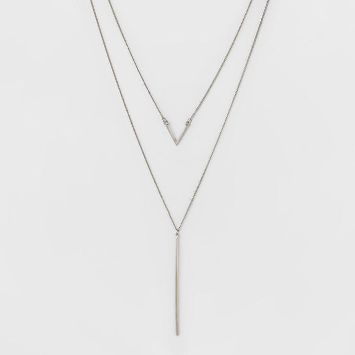 Bar & Linear Bar Two Row Long Necklace - A New Day
