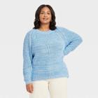 Women's Plus Size Crewneck Pullover Sweater - Ava & Viv Blue X