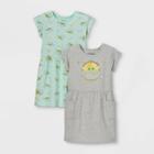 Disney Toddler Girls' 2pc Star Wars Baby Yoda Knit Short Sleeve Dress - Heather Gray