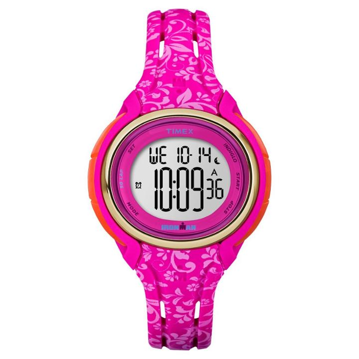 Women's Timex Ironman Sleek 50 Lap Digital Floral Watch - Pink Tw5m03000jt,