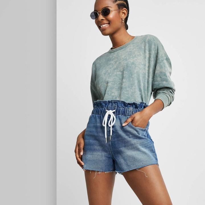 Women's Denim Comfort Shorts - Wild Fable Medium Wash Xs,