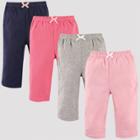 Luvable Friends Baby Girls' 4pk Tapered Ankle Pull-on Pants - Pink/gray/blue 12-18m, Kids Unisex