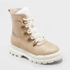 Girls' Willa Zipper Lace-up Combat Shearling Style Boots - Art Class Tan