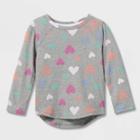 Toddler Girls' Heart Long Sleeve T-shirt - Cat & Jack 12m, Blue/gray/green