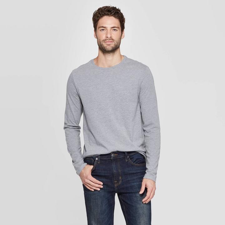 Men's Standard Fit Long Sleeve Lyndale T-shirt - Goodfellow & Co Casual Gray L, Men's,
