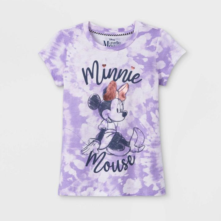 Girls' Disney Minnie Mouse Short Sleeve Graphic T-shirt - Purple