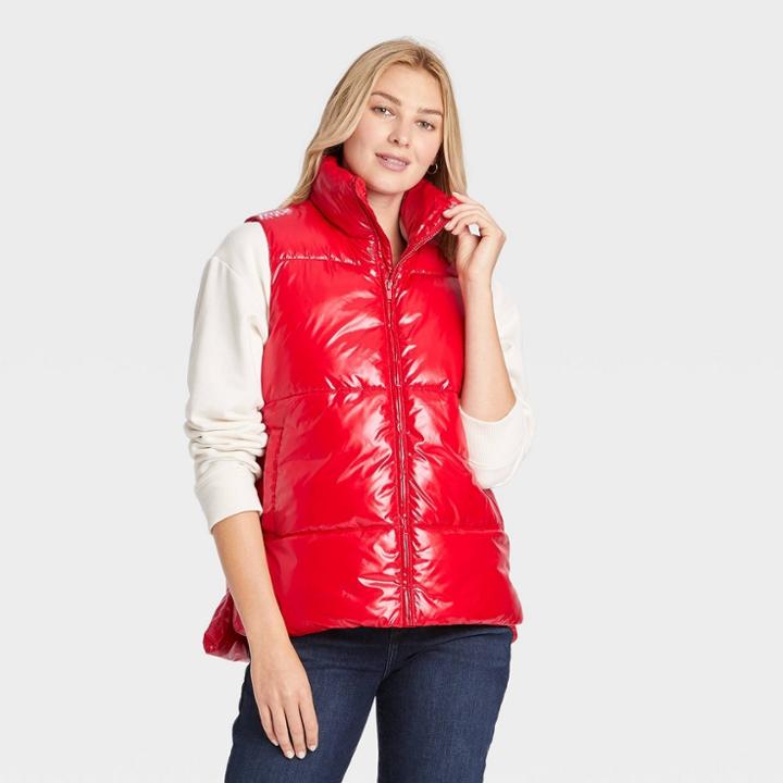 Women's Puffer Vest - A New Day Wowzer Red