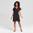 Women's Polka Dot Short Sleeve Mini Wrap Dress - Who What Wear Black/white Xs, Black/white Polka Dot