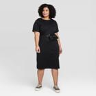 Women's Plus Size Short Sleeve T-shirt Dress - A New Day Black 1x, Women's,