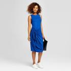 Women's Sleeveless Asymmetrical Waist Wrap Midi Dress- Alison Andrews Blue