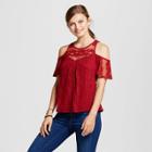 Women's Lace Illusion Cold Shoulder Top - 3hearts (juniors') Red