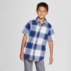 Boys' Short Sleeve Button-down Shirt - Cat & Jack Navy