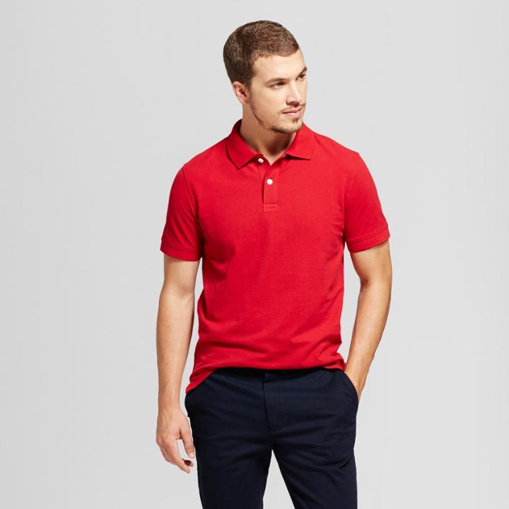 Men's Slim Fit Short Sleeve Collared Polo Shirt - Goodfellow & Co Red