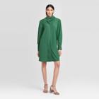 Women's Long Sleeve Scoop Neck A Line Dress - Who What Wear Pine Xs, Women's, Green