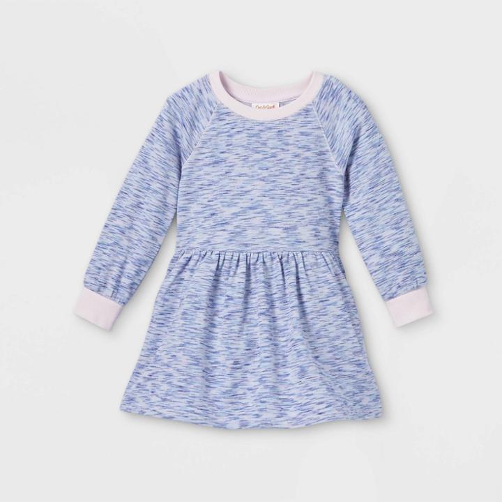 Toddler Girls' Textured Long Sleeve Dress - Cat & Jack Light Purple
