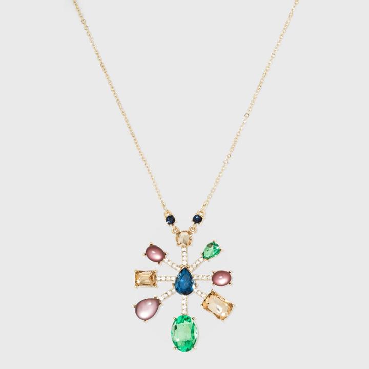 Gemstone Starburst Pendant Necklace - A New Day Green