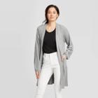 Women's Long Sleeve Ribbed With Pockets Knit Cardigan - Knox Rose Gray