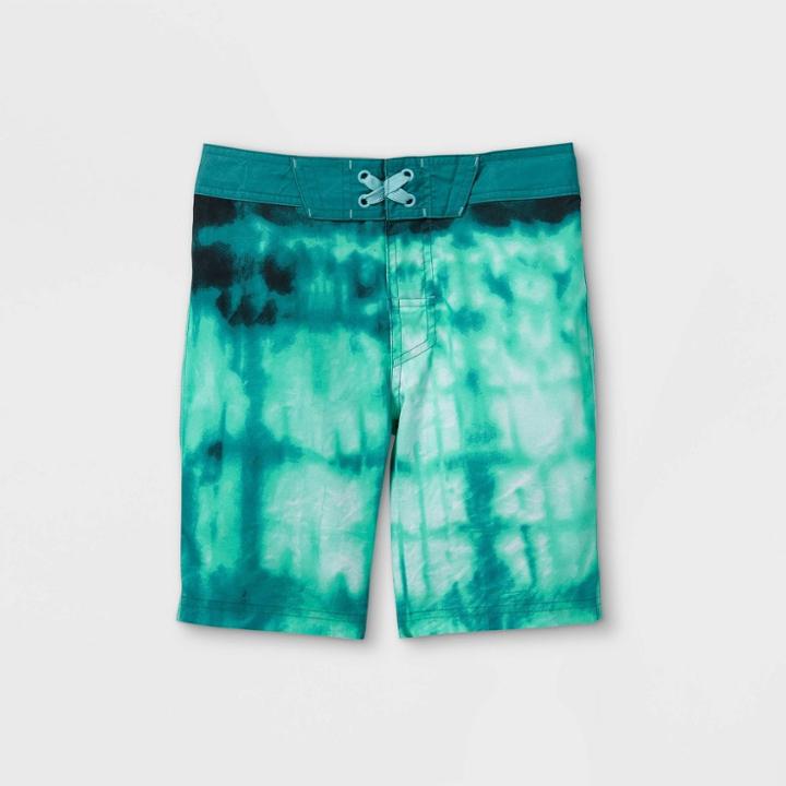 Boys' Tie-dye Swim Trunks - Art Class Green