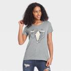 Women's Short Sleeve Longhorn Graphic T-shirt - Awake Heather Gray