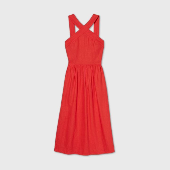 Women's Sleeveless Linen Dress - A New Day Red