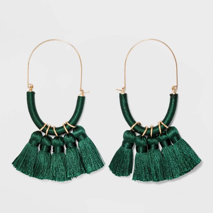 Sugarfix By Baublebar Multi-tassel Threader Earrings - Emerald, Green