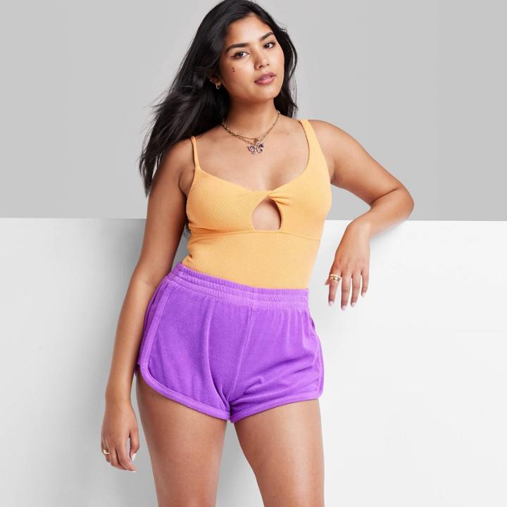 Women's High-rise Towel Terry Dolphin Shorts - Wild Fable Vibrant Purple Xxs
