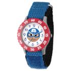 Boys' Marvel Emoji Captain America Stainless Steel Time Teacher Watch - Blue,