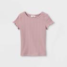 Toddler Girls' Solid Ribbed Short Sleeve T-shirt - Cat & Jack Rose