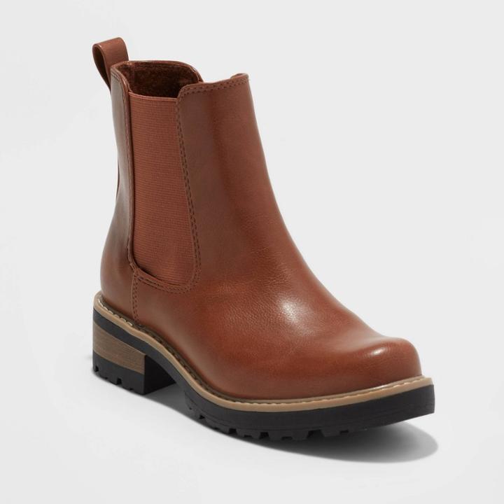Women's Celina Wide Width Chelsea Boots - Universal Thread Cognac
