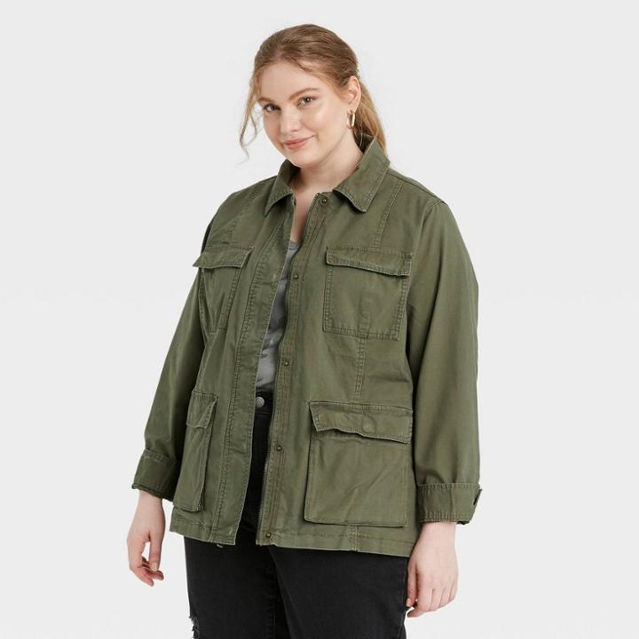 Women's Plus Size Anorak Jacket - Universal Thread Olive Green
