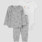 Carter's Just One You Baby 3pc Llama Top And Bottom Set With Cardigan - White/gray