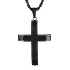 Men's Crucible Stainless Steel Layered Cross Pendant Necklace - Black