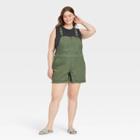 Women's Plus Size Denim Boyfriend Shortalls - Universal Thread Green