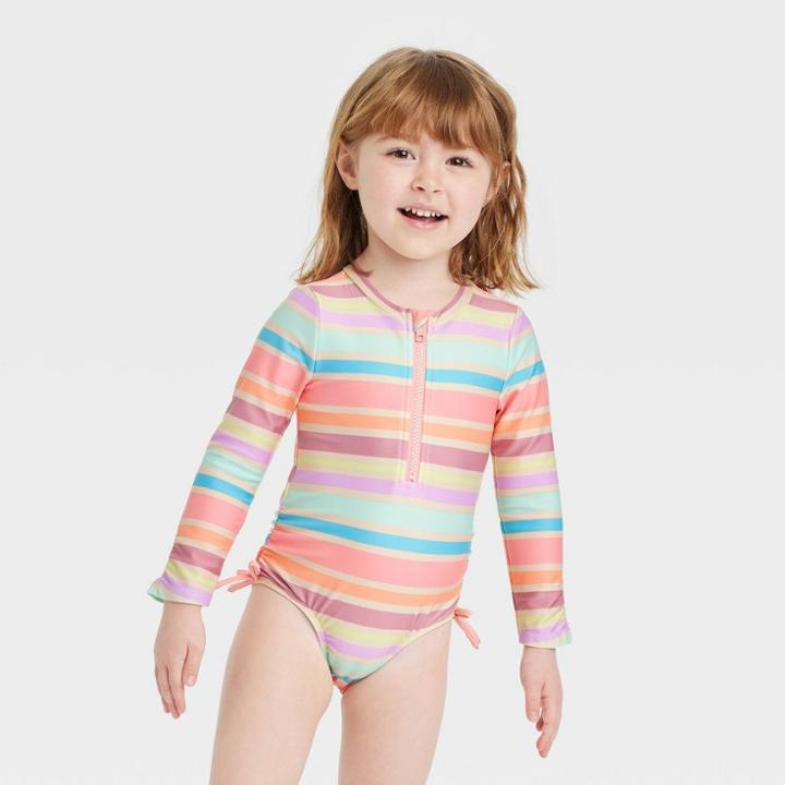 Baby Girls' One Piece Rash Guard - Cat & Jack Off-white