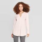 Women's Any Day Casual Fit Long Sleeve V-neck Tunic - A New Day Smoked Pink