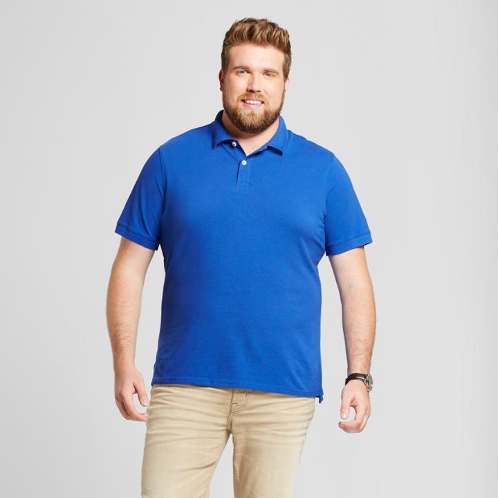 Men's Big & Tall Standard Fit Collared Pique Polo Shirt - Goodfellow & Co Blue