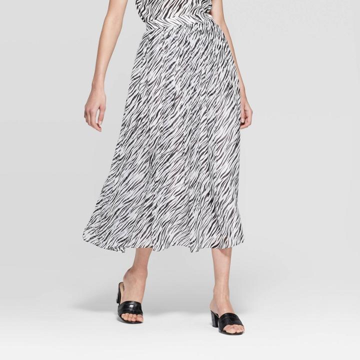 Women's Flowy A Line Midi Skirt - Who What Wear Black/white