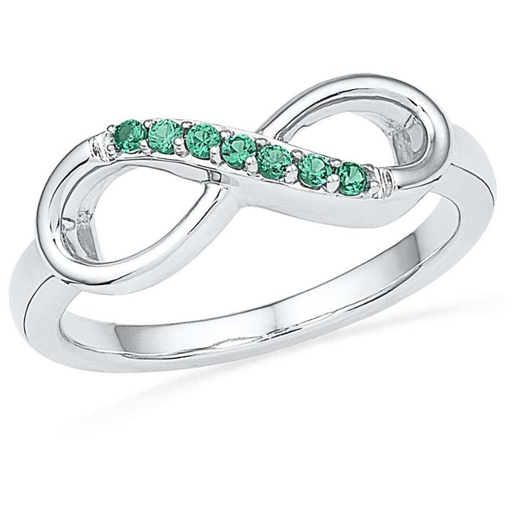 Target Created Emerald Prong Set Infinity Ring In Sterling Silver (7.00), Girl's, White